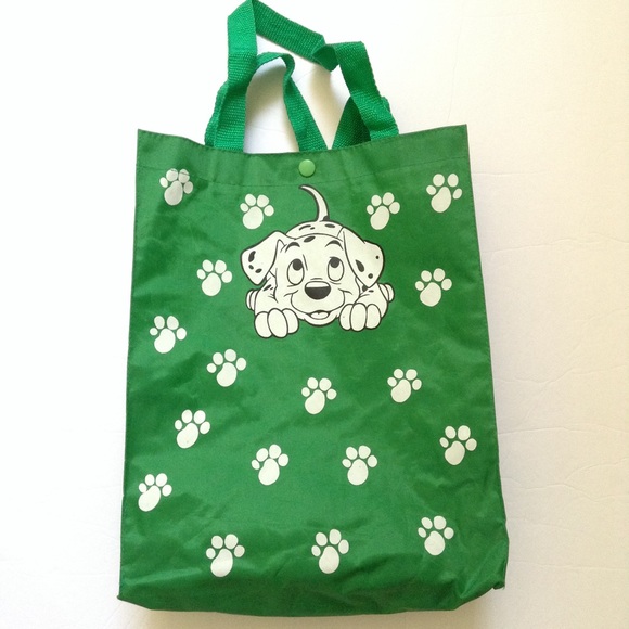 💚 Vintage Disney Dalmatians Nylon Tote Lunch bag, Tote Bag, Green Carry-on - Picture 1 of 6